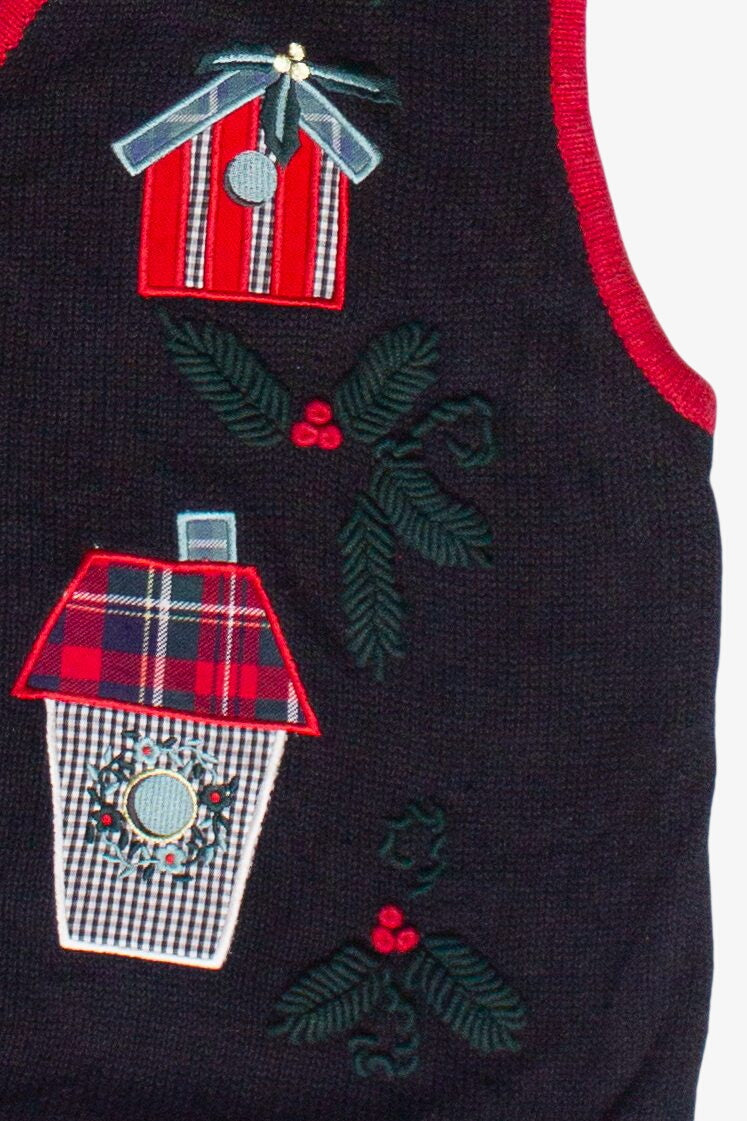 Vintage Hand Embroidered Christopher & Banks Birdhouses Ugly Christmas Vest