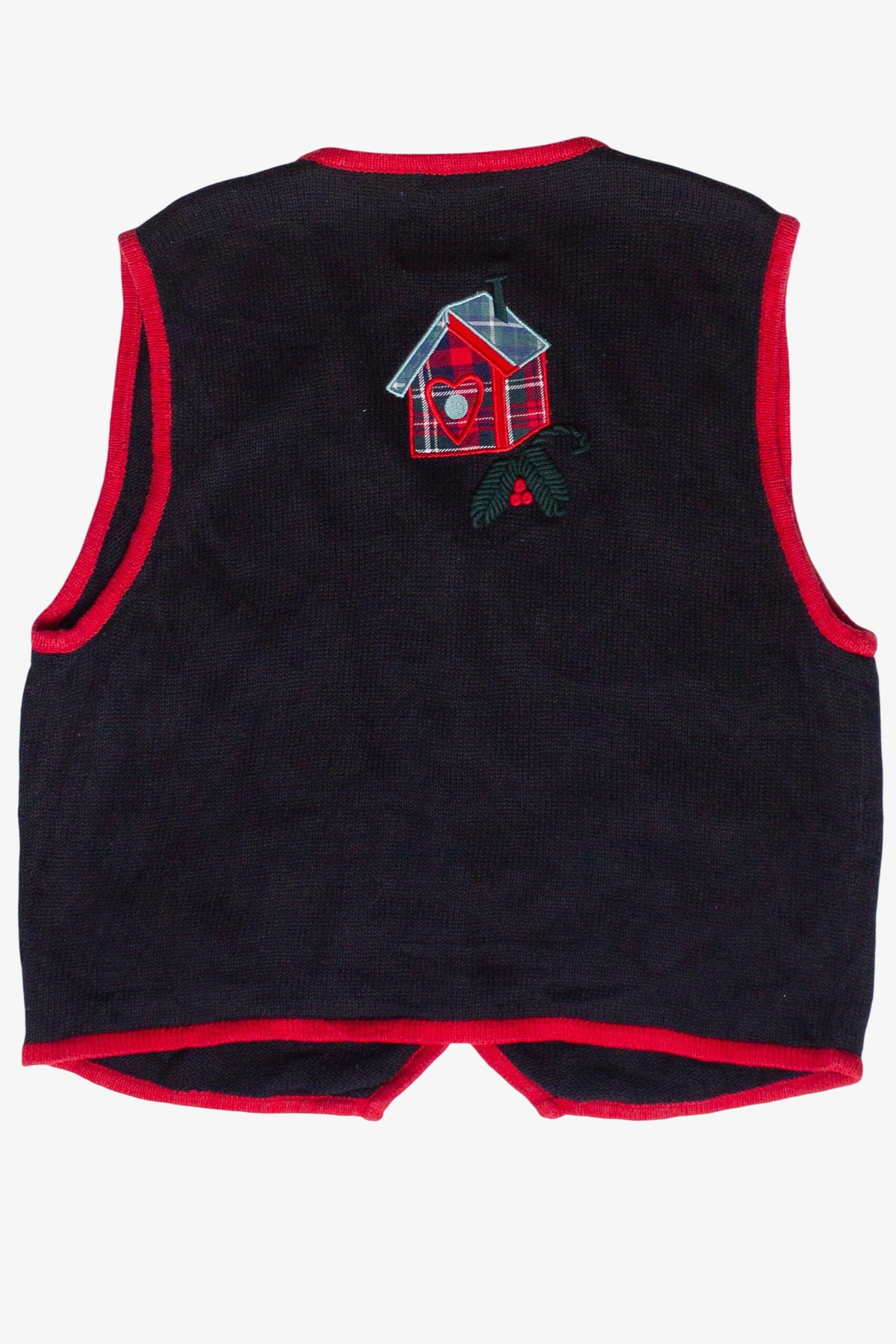 Vintage Hand Embroidered Christopher & Banks Birdhouses Ugly Christmas Vest