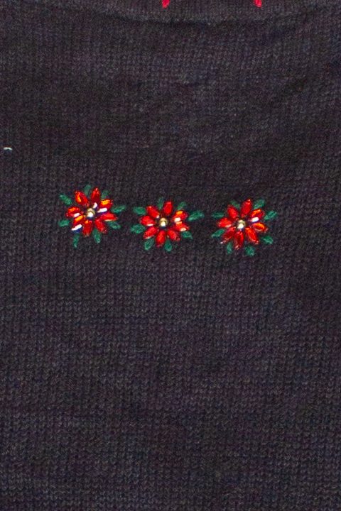 Beaded Holiday Emblems Zip Up Ugly Christmas Vest