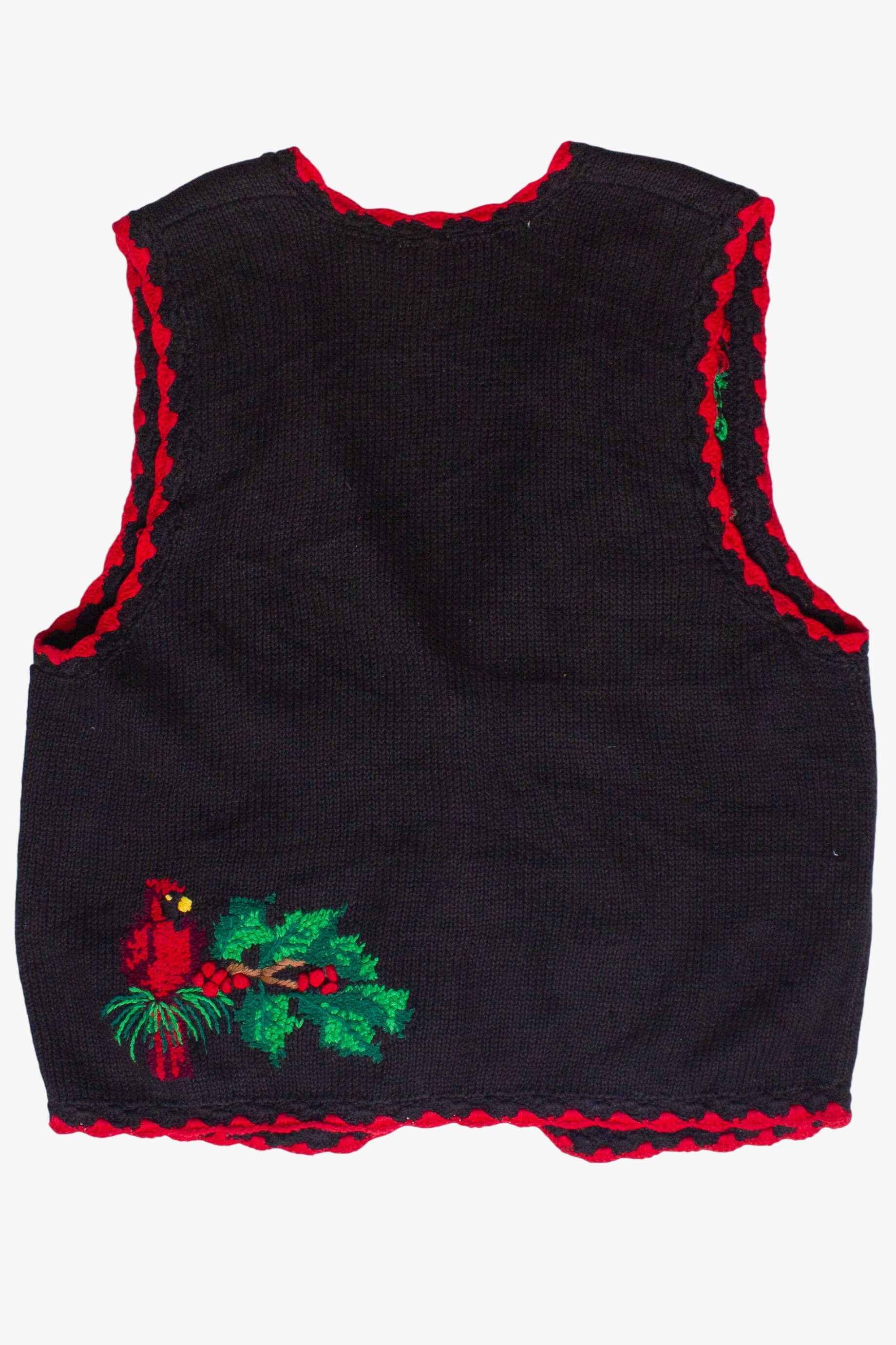 Vintage Bechamel Hand Knit Cardinals & Holly Ugly Christmas Vest