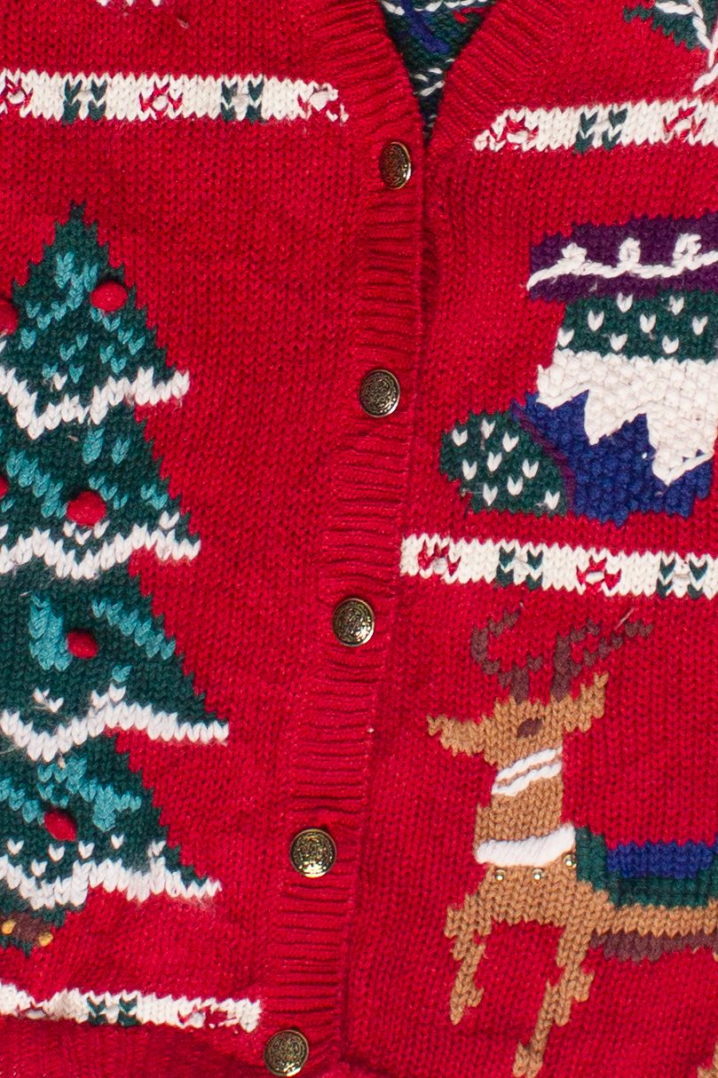 Vintage Gina Peters Snowy Trees Knit Ugly Christmas Vest