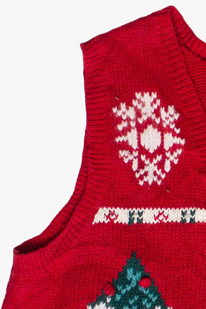 Vintage Gina Peters Snowy Trees Knit Ugly Christmas Vest