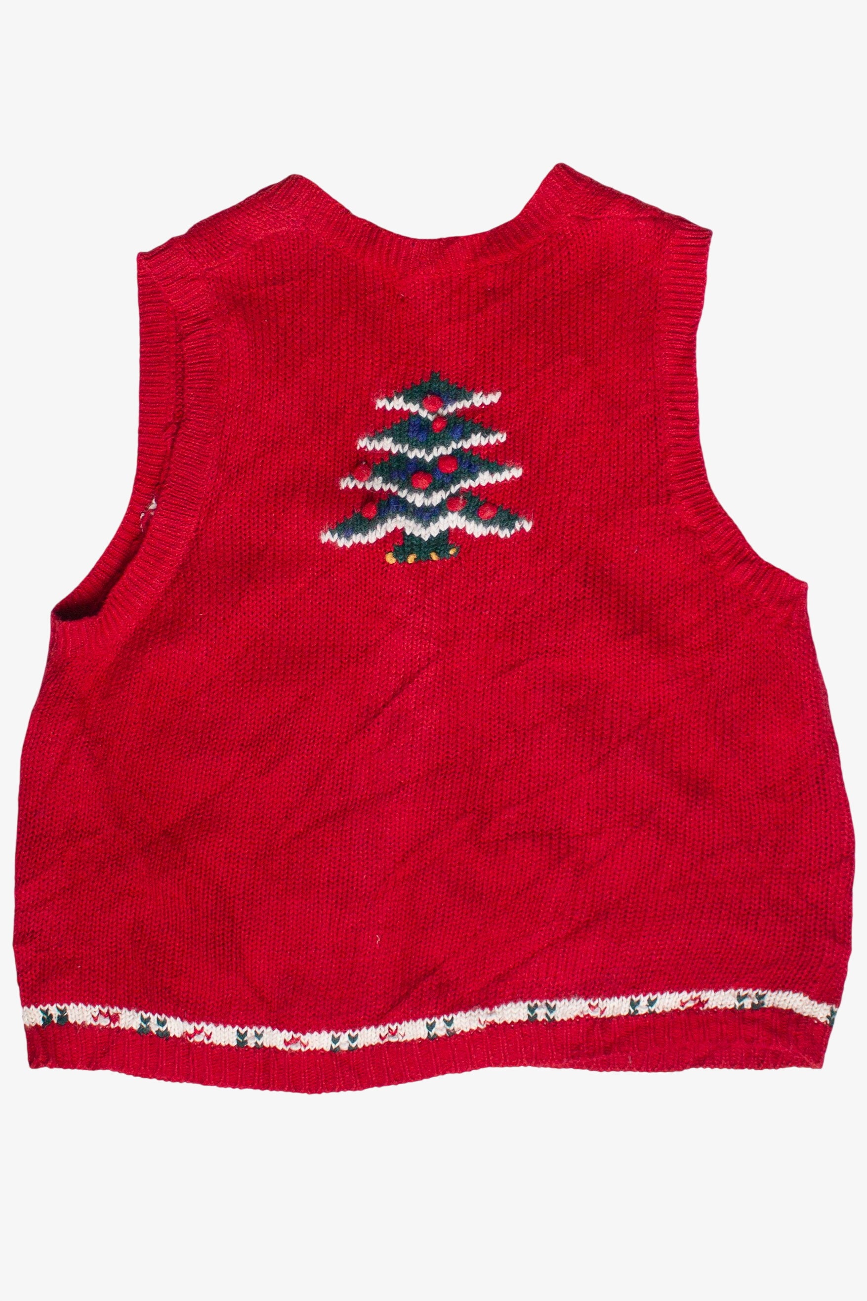 Vintage Gina Peters Snowy Trees Knit Ugly Christmas Vest