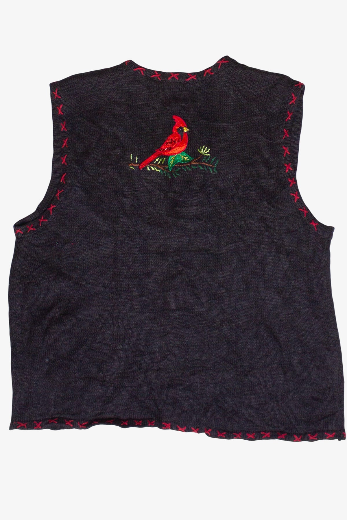 Beaded Embroidered Woodland Cardinals Bobbie Brooks Ugly Christmas Vest (2000s)