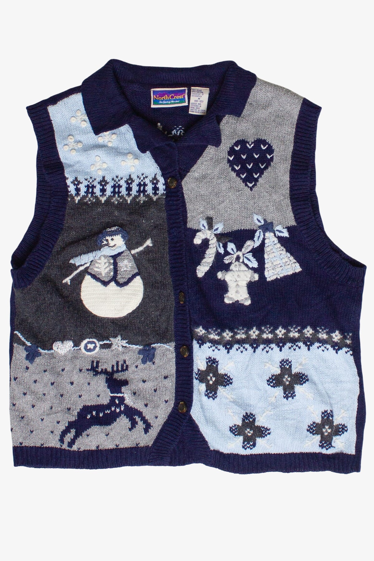 Vintage North Crest Cottagecore Winter Holiday Ugly Christmas Vest (1990s)