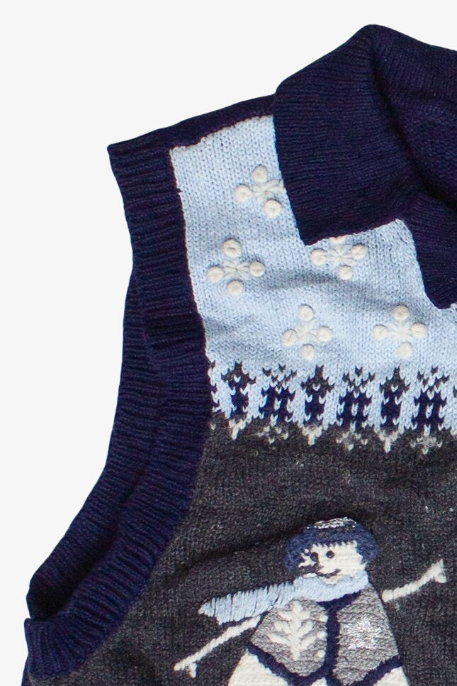 Vintage North Crest Cottagecore Winter Holiday Ugly Christmas Vest (1990s)