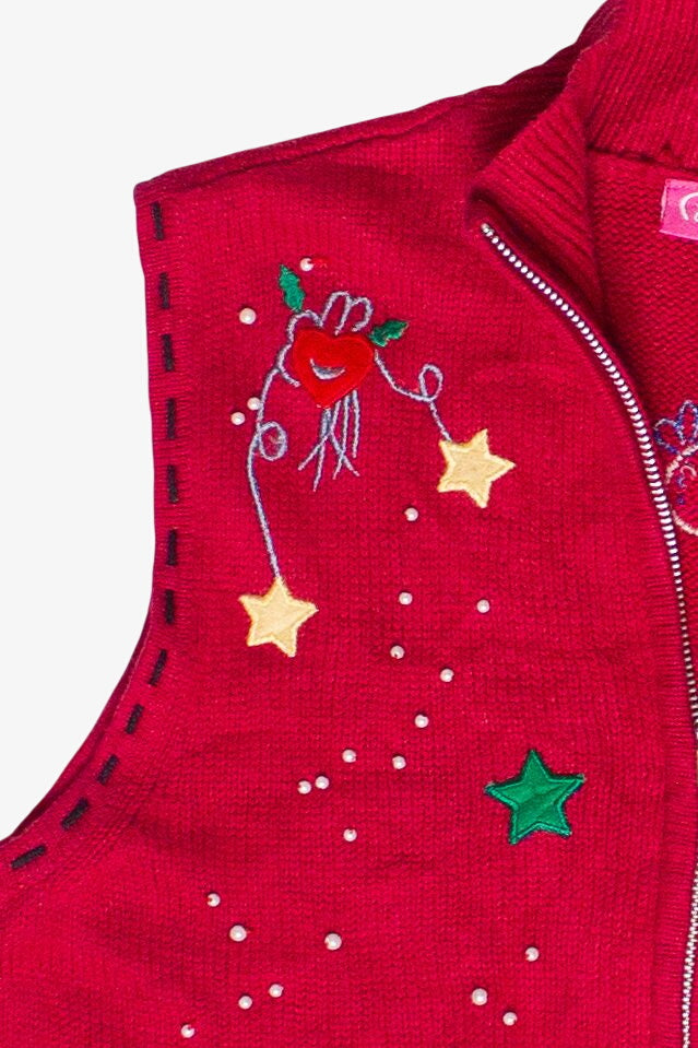 Vintage Pappagallo Snowman Bells Zip Up Ugly Christmas Vest (2000s)