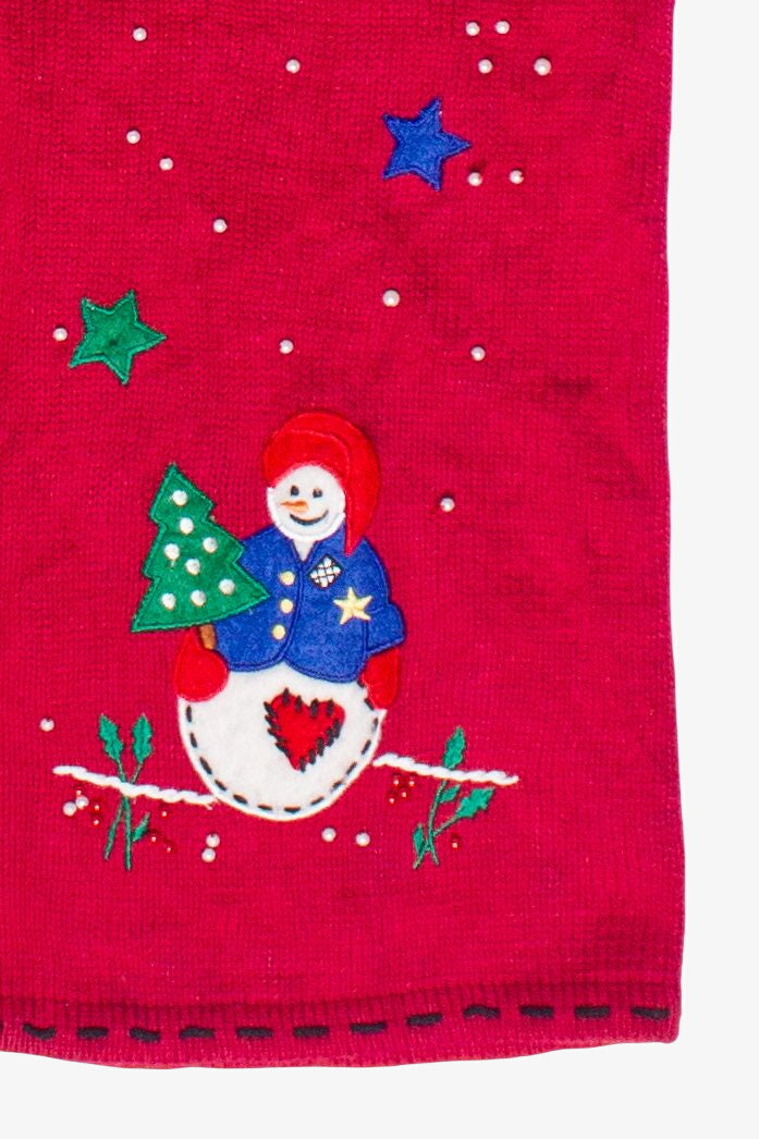 Vintage Pappagallo Snowman Bells Zip Up Ugly Christmas Vest (2000s)