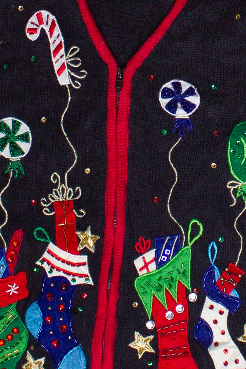 Vintage Heirloom Collectibles Beaded Bedazzled Stockings Ugly Christmas Vest (2000s)