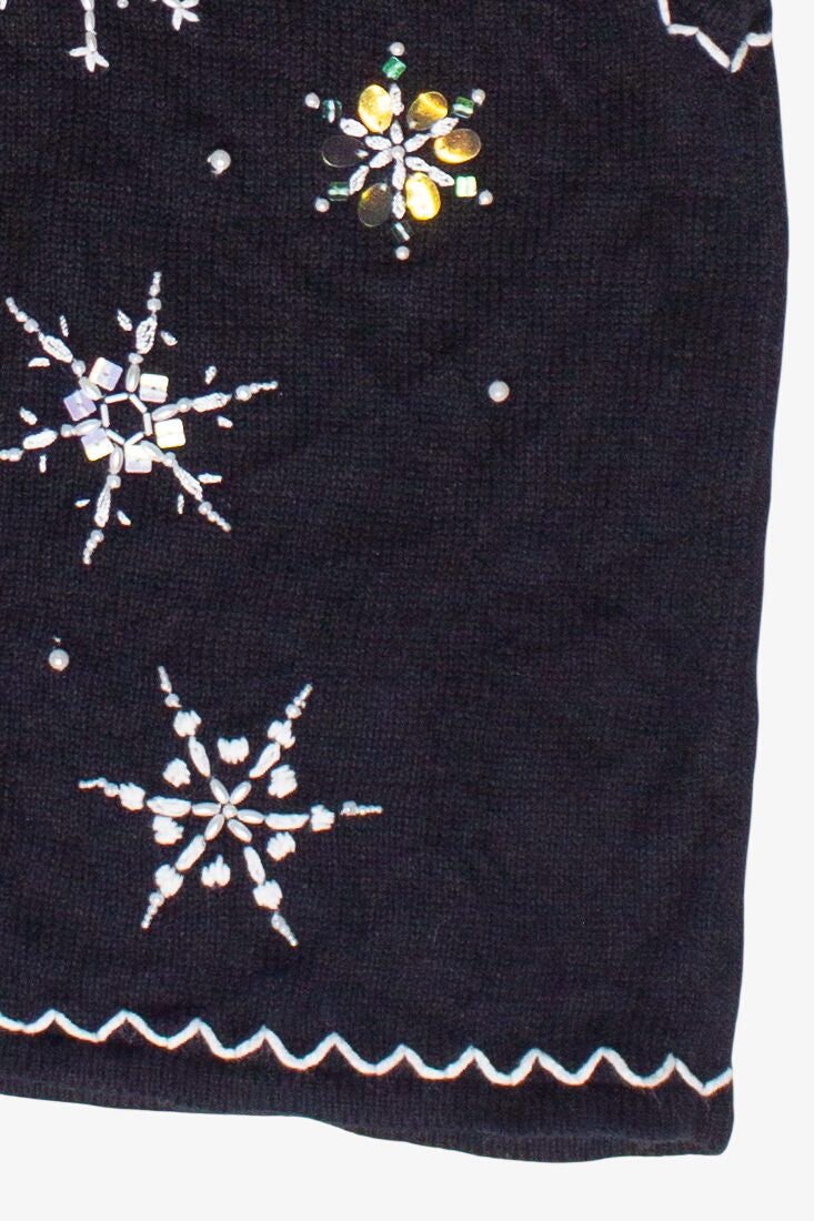 Beaded Sequin Snowflakes Mercer Street Studio Zip Up Ugly Christmas Vest (2000s)