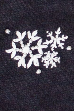 Beaded Sequin Snowflakes Mercer Street Studio Zip Up Ugly Christmas Vest (2000s)