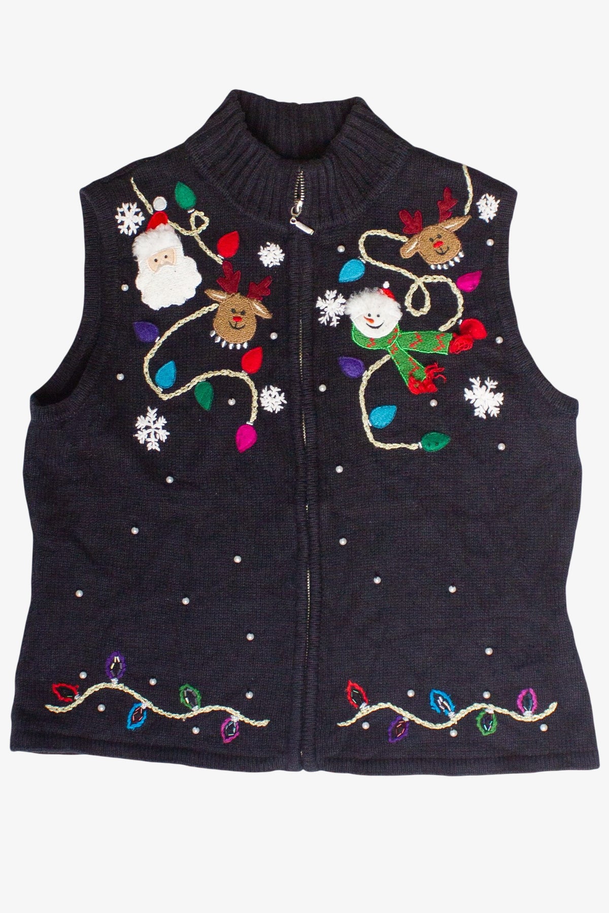 Vintage Christmas Lights Zip Up Ugly Christmas Vest (2000s)
