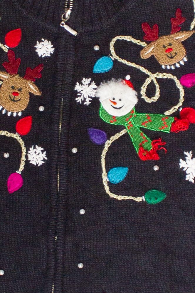 Vintage Christmas Lights Zip Up Ugly Christmas Vest (2000s)
