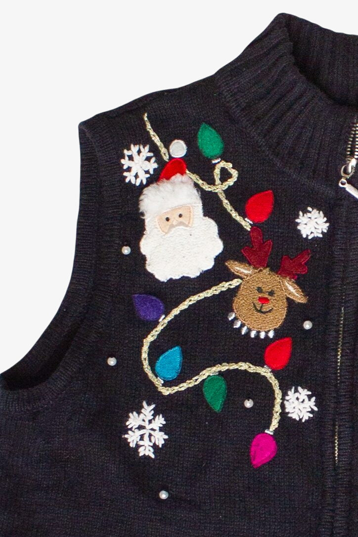 Vintage Christmas Lights Zip Up Ugly Christmas Vest (2000s)