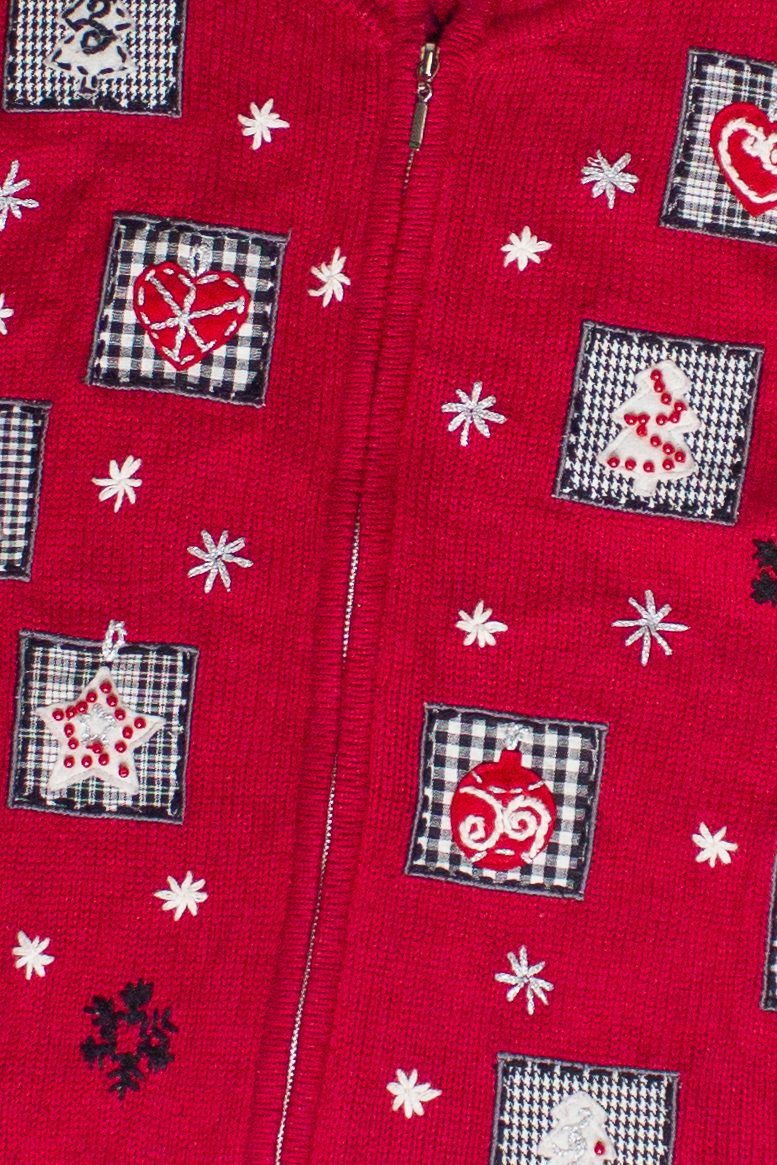 Vintage Embroidered Snowflakes Patches Ugly Christmas Vest (2000s)