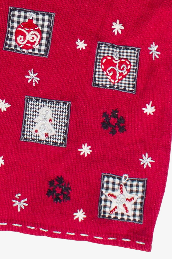 Vintage Embroidered Snowflakes Patches Ugly Christmas Vest (2000s)