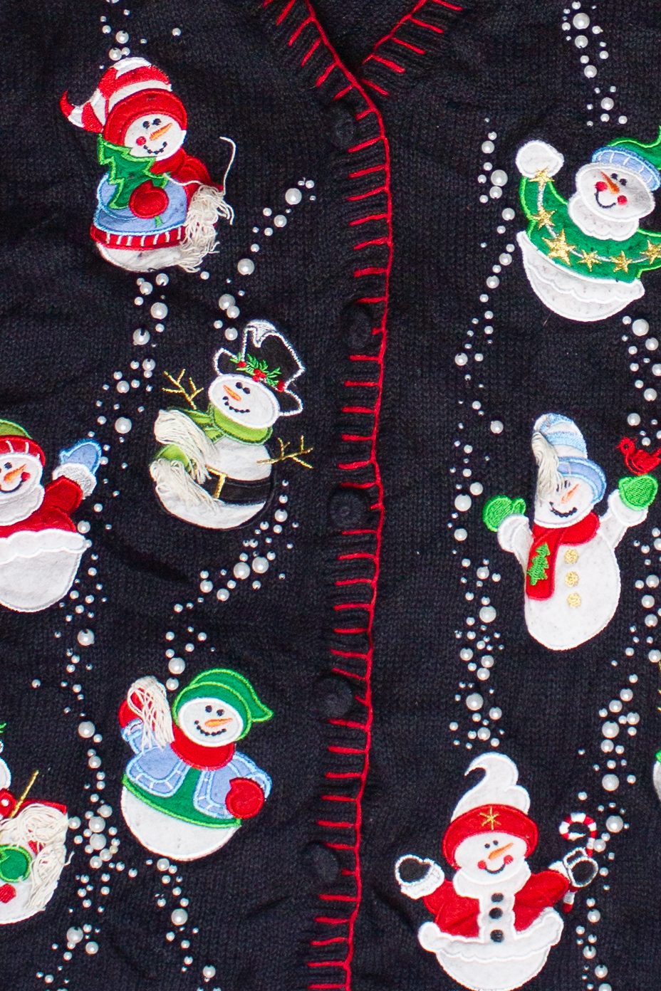 Vintage Beaded Snowfall Snowmen Ugly Christmas Vest (2000s)