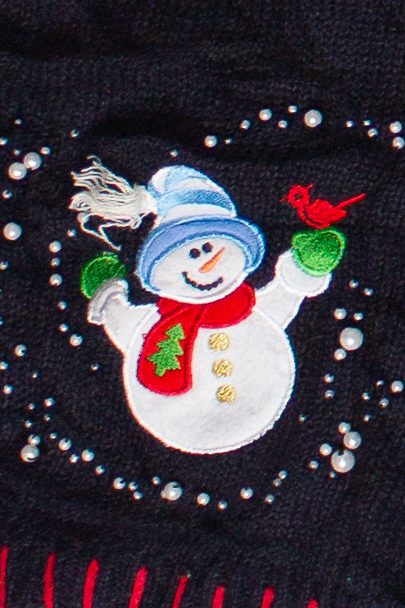 Vintage Beaded Snowfall Snowmen Ugly Christmas Vest (2000s)