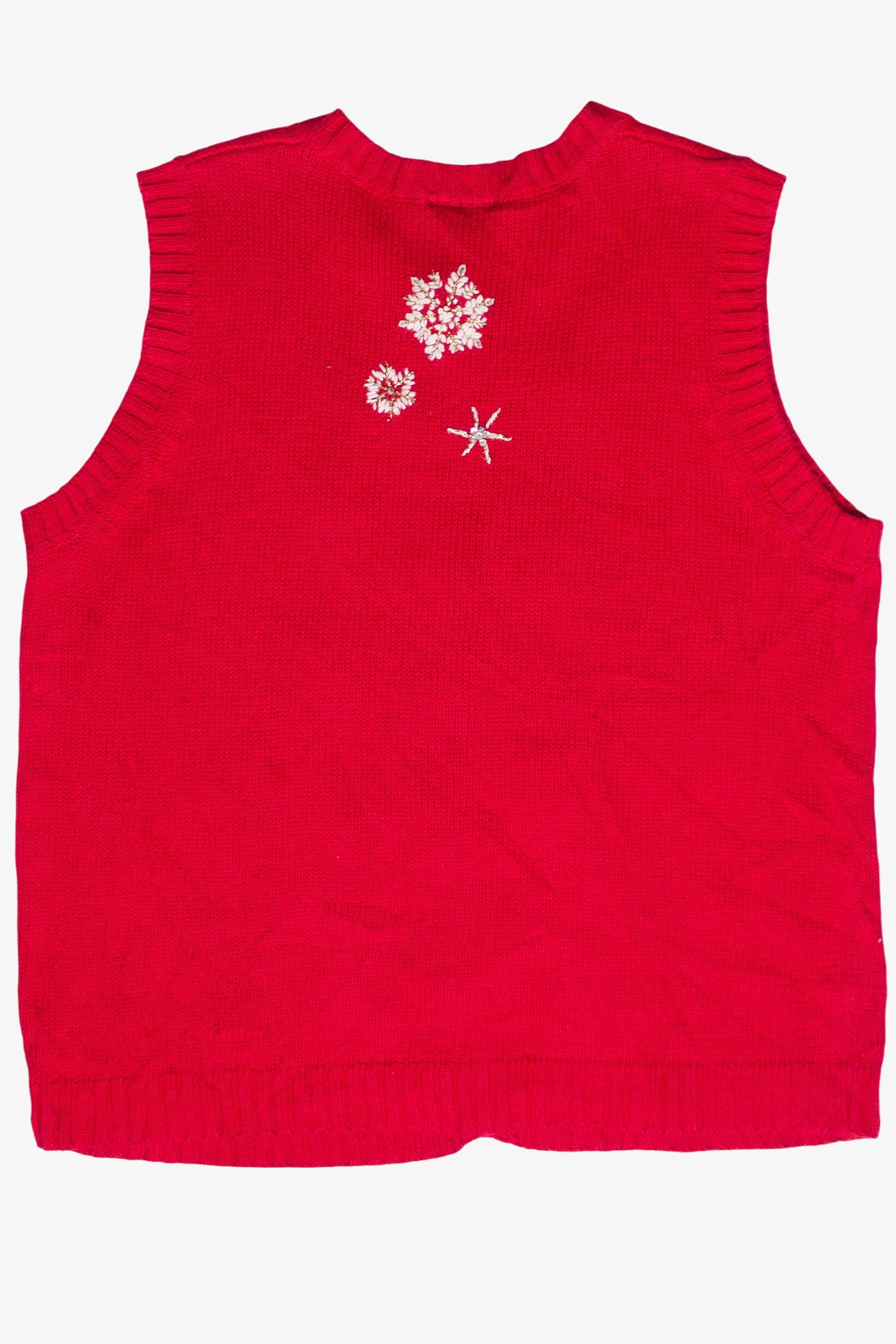 Vintage Breckenridge Embroidered Sequin Snowflakes Ugly Christmas Vest (2000s)
