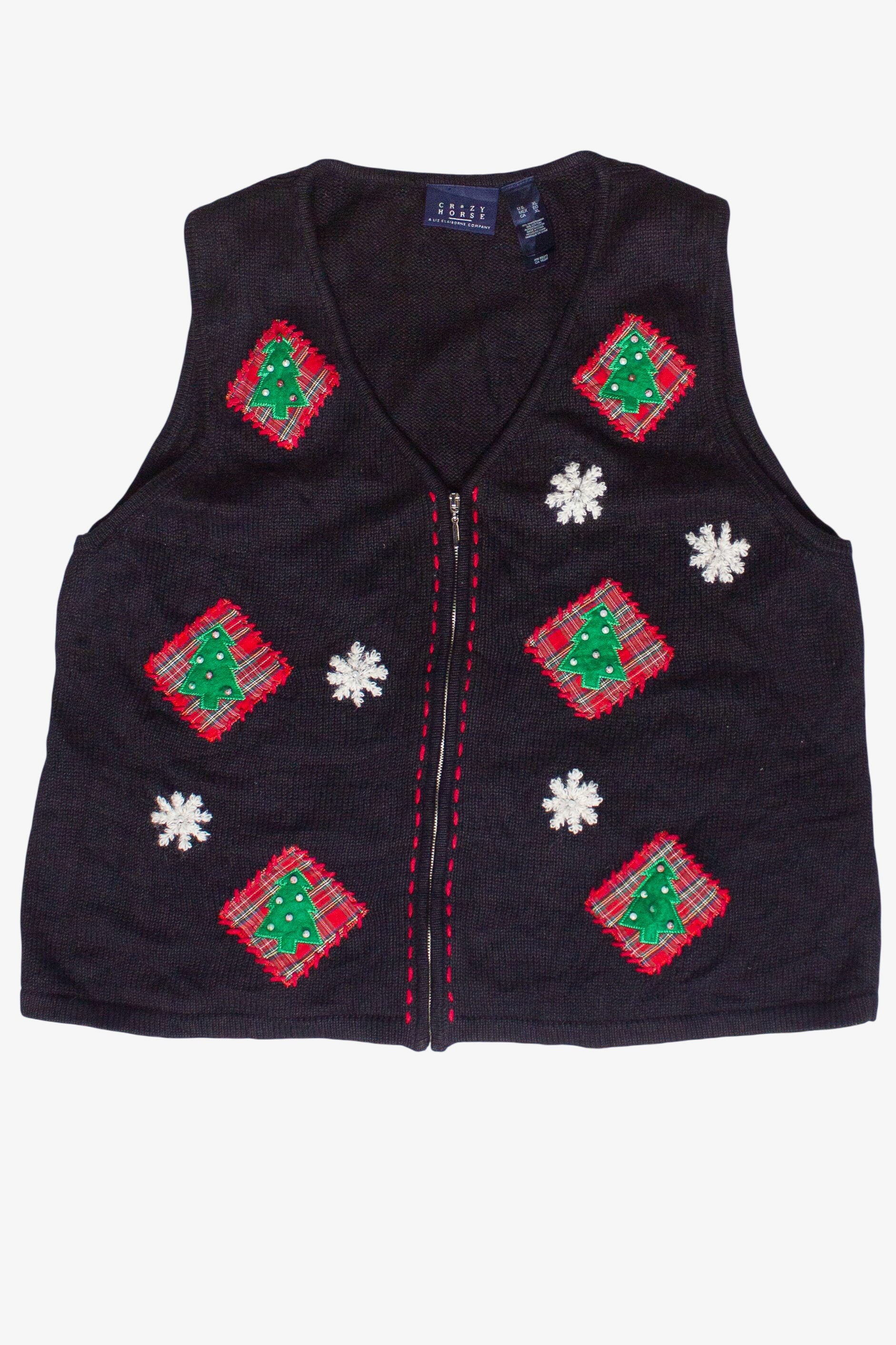 Plaid Christmas Tree Patches Crazy Horse Ugly Christmas Vest (2000s)