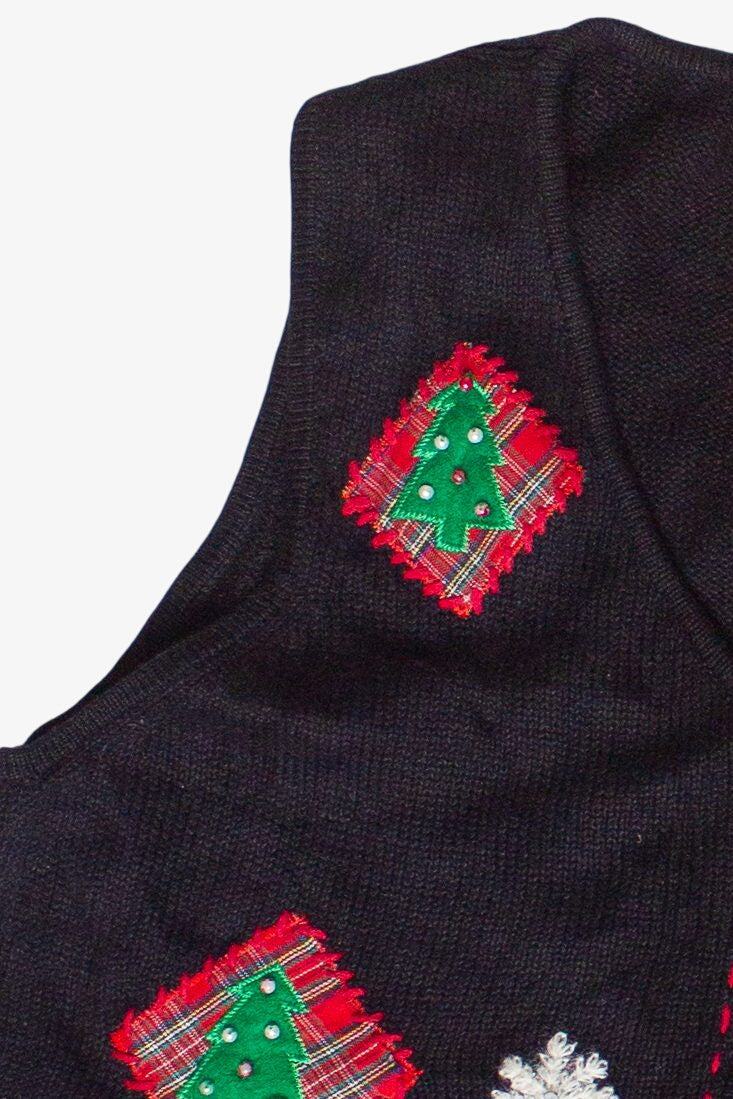 Plaid Christmas Tree Patches Crazy Horse Ugly Christmas Vest (2000s)