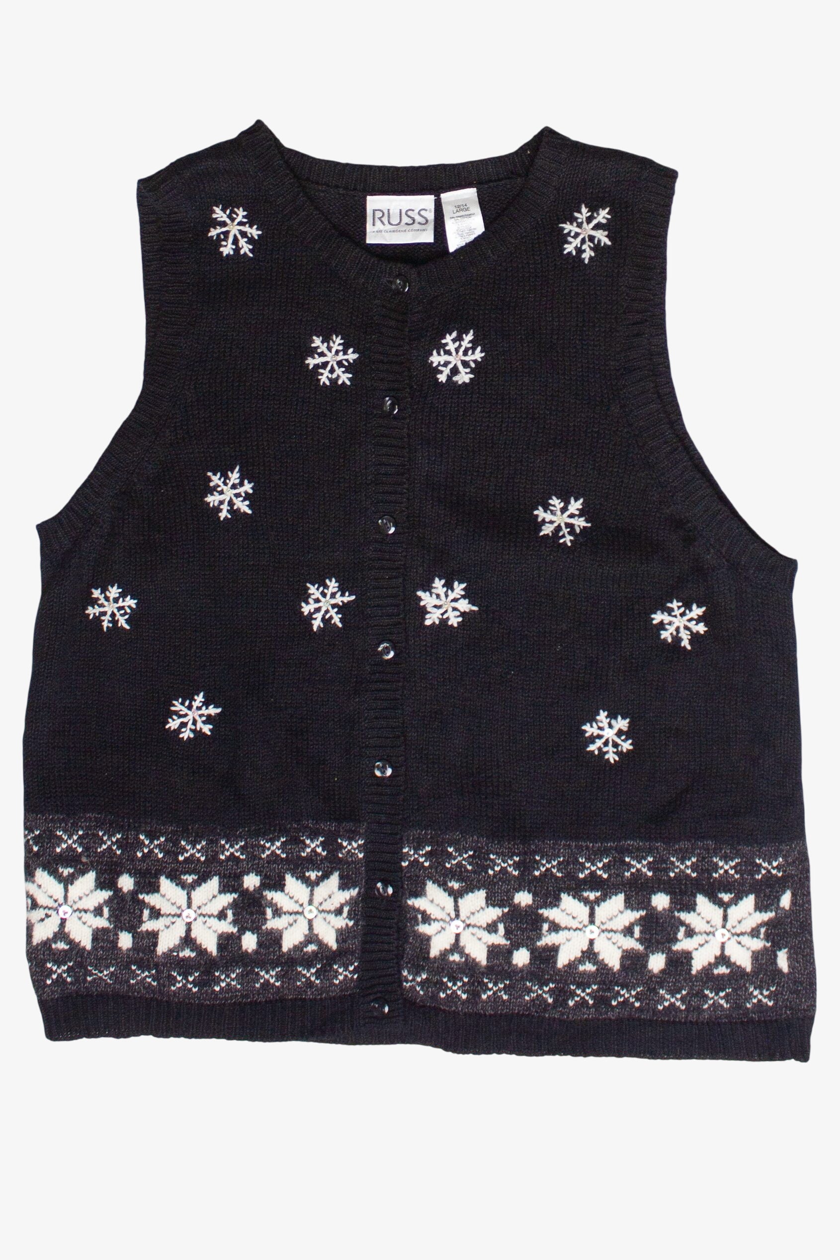 Embroidered Snowflake Pattern Russ Ugly Christmas Vest (2000s)