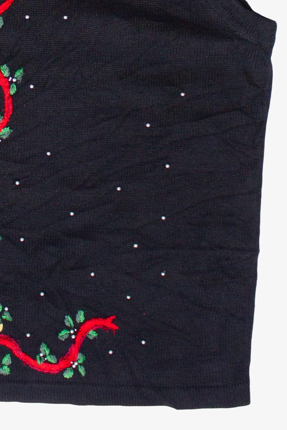 Embroidered Ribbons Holiday Plants Victoria Jones Ugly Christmas Vest (2000s)