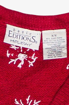 Vintage Ice Skates & Mittens Basic Editions Ugly Christmas Vest (2000s)