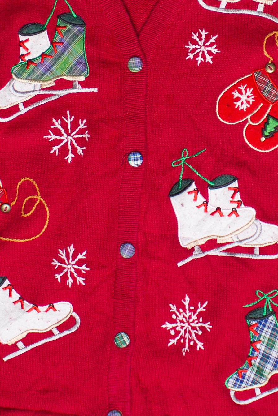 Vintage Ice Skates & Mittens Basic Editions Ugly Christmas Vest (2000s)