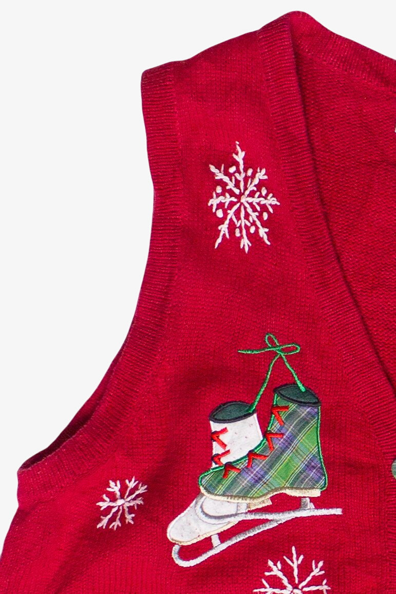 Vintage Ice Skates & Mittens Basic Editions Ugly Christmas Vest (2000s)