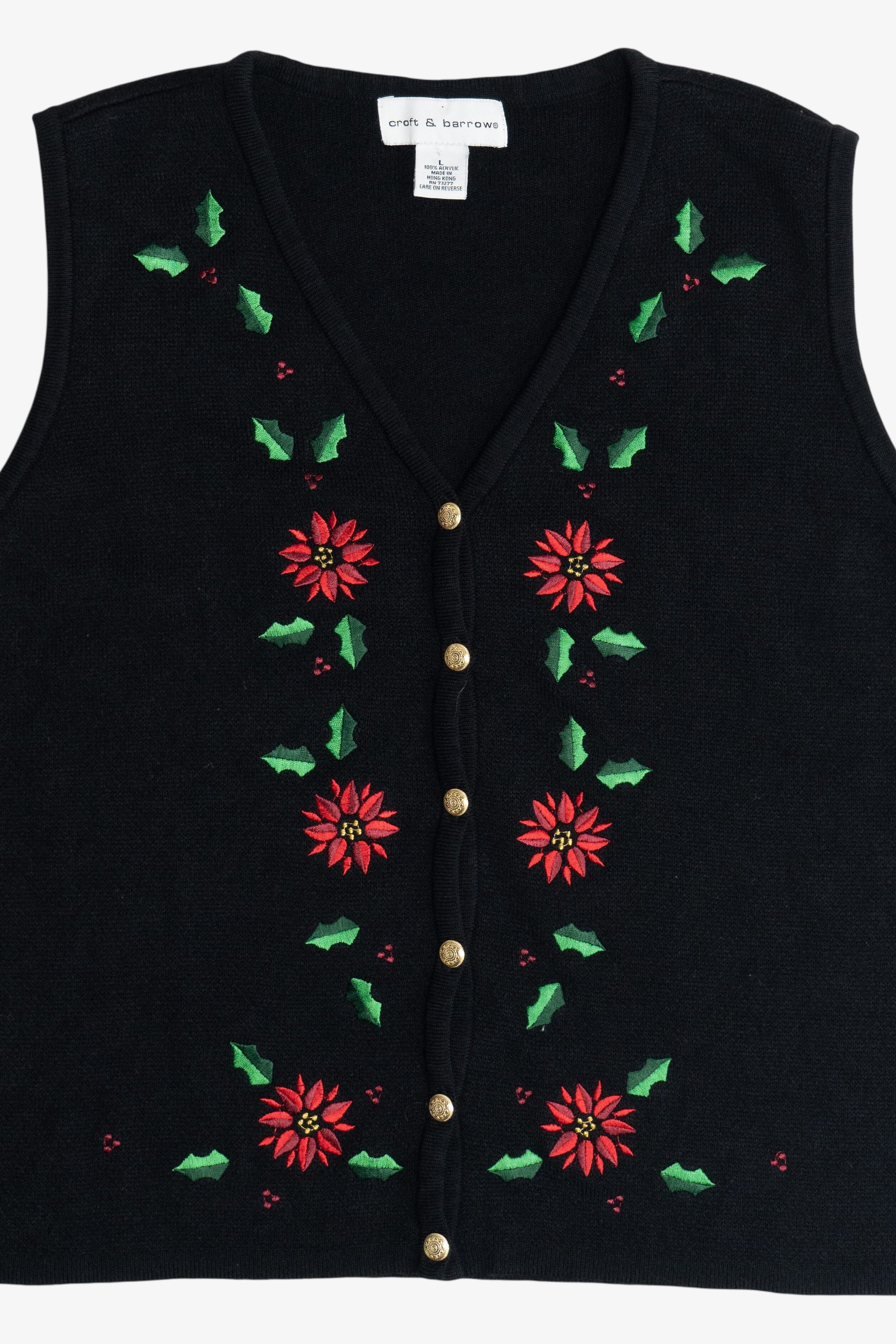 Vintage Poinsettia Croft & Barrow Ugly Christmas Sweater (1990s)