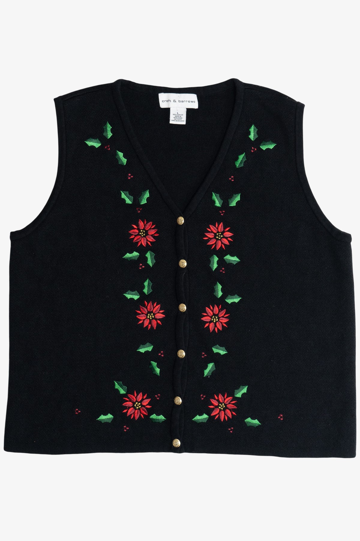 Vintage Poinsettia Croft & Barrow Ugly Christmas Sweater (1990s)