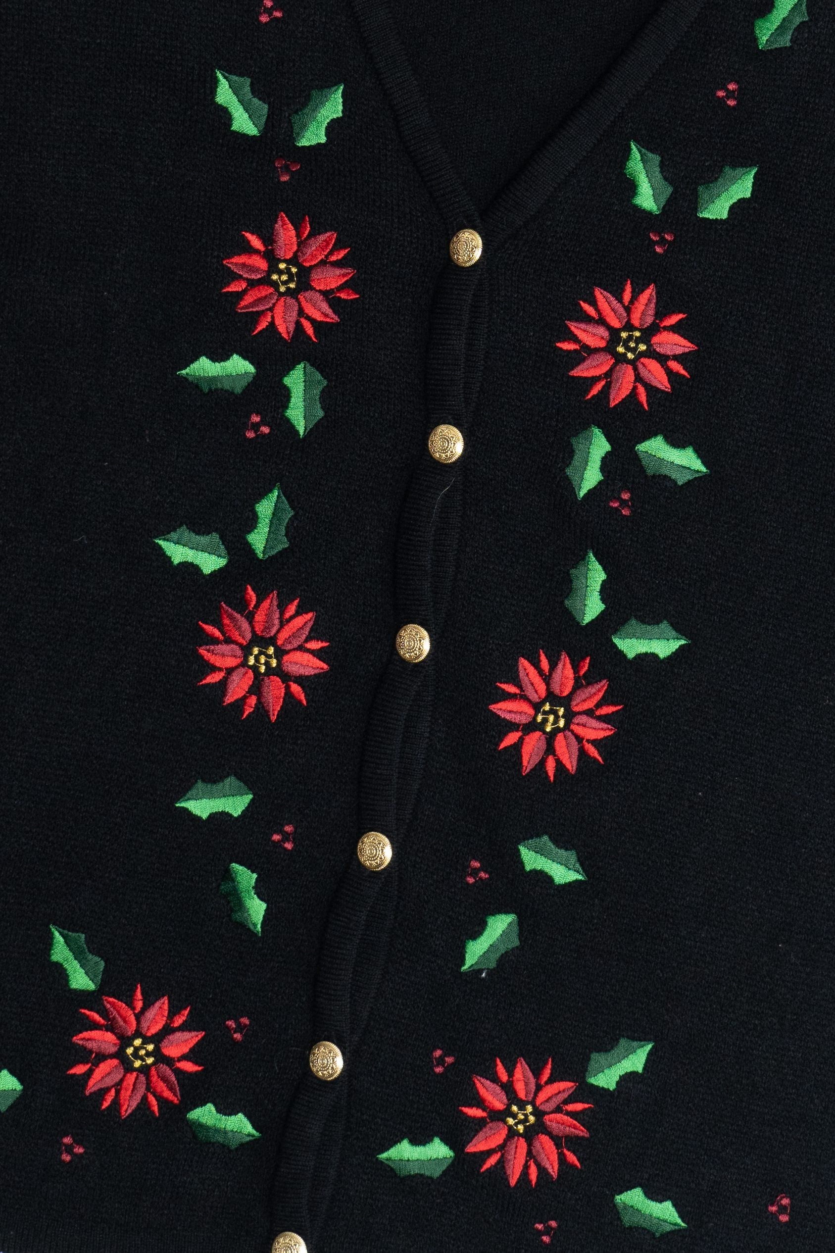 Vintage Poinsettia Croft & Barrow Ugly Christmas Sweater (1990s)