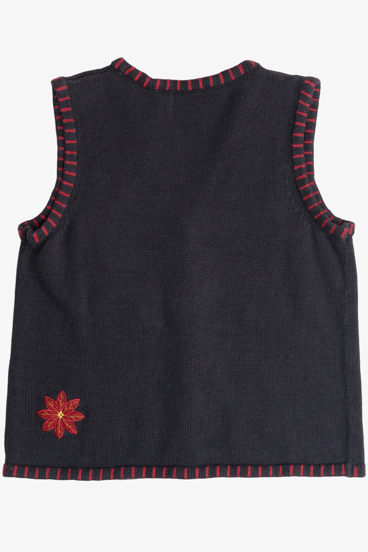 Vintage Black Holiday Editions Poinsettia Ugly Christmas Vest (1990s)