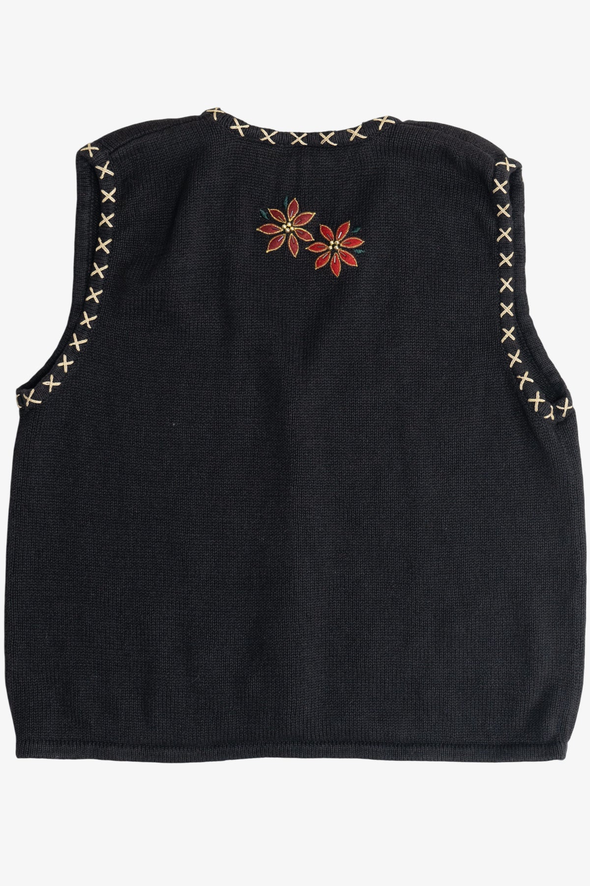 Vintage Poinsettias Billie Brooks Ugly Christmas Vest (1990s)