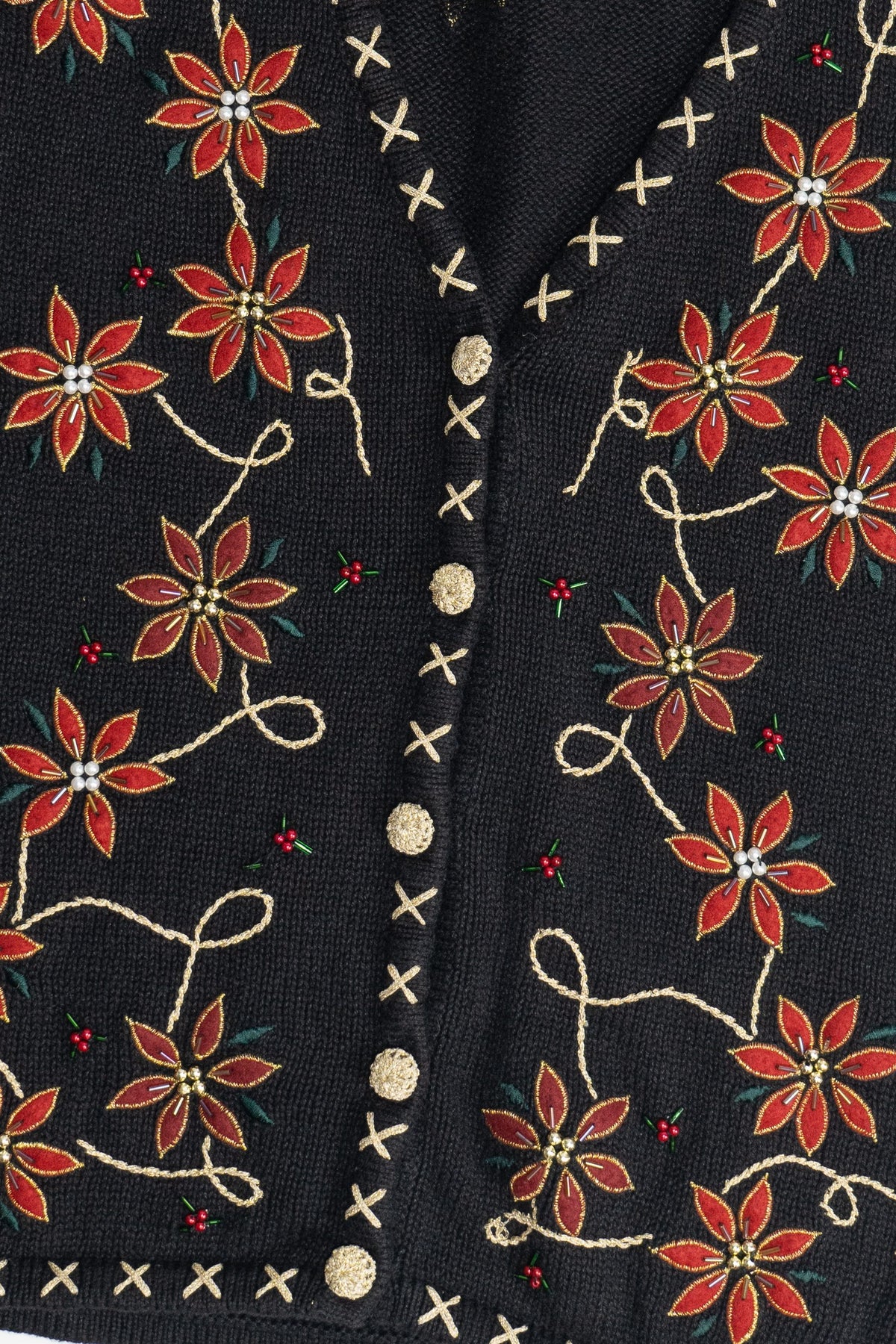 Vintage Poinsettias Billie Brooks Ugly Christmas Vest (1990s)