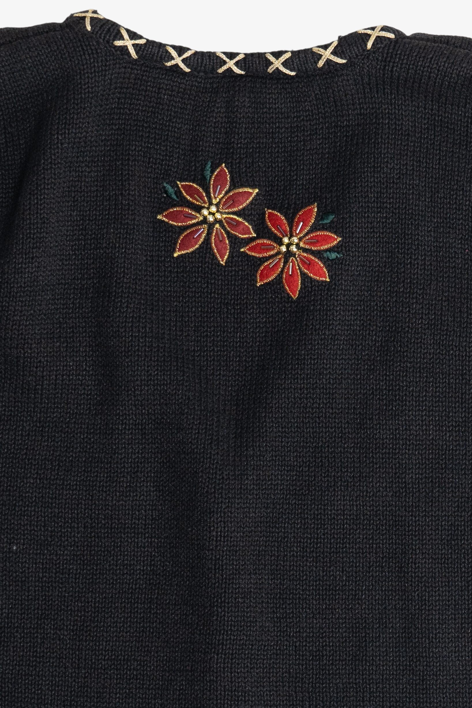 Vintage Poinsettias Billie Brooks Ugly Christmas Vest (1990s)