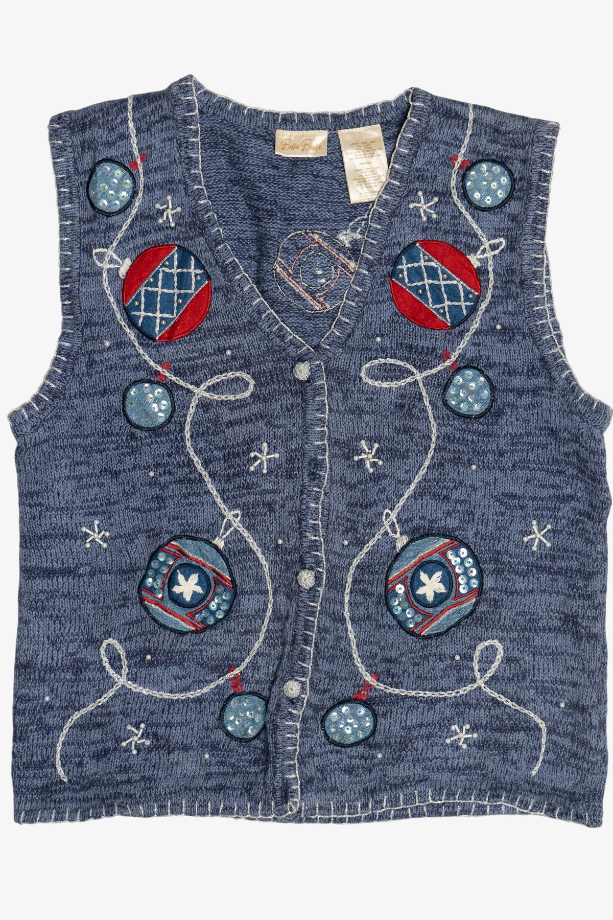Vintage Bobbie Brooks Americana Ornaments Ugly Christmas Vest (1990s)