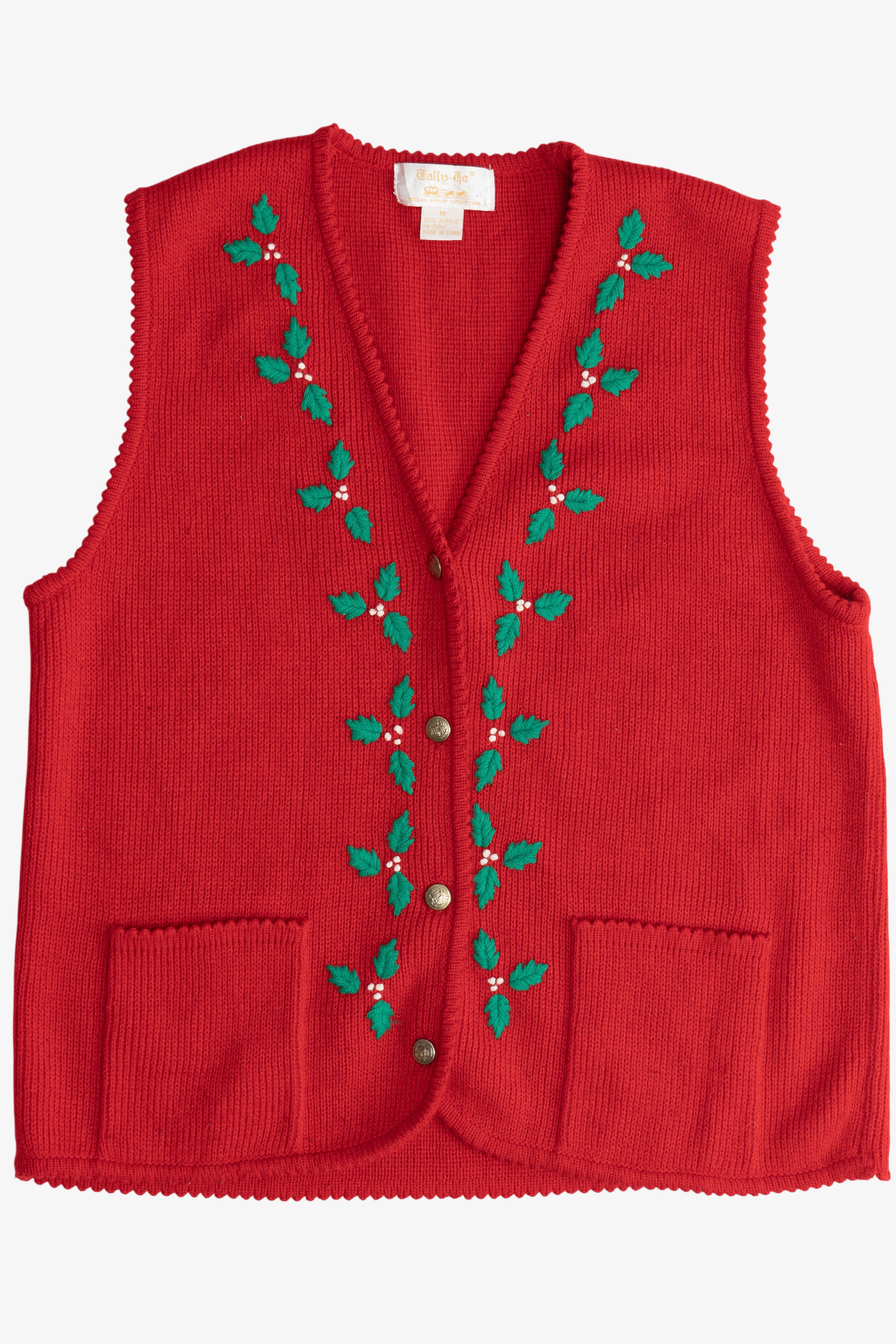 Vintage Tally Ho Double Pocket Ugly Christmas Vest (1980s)