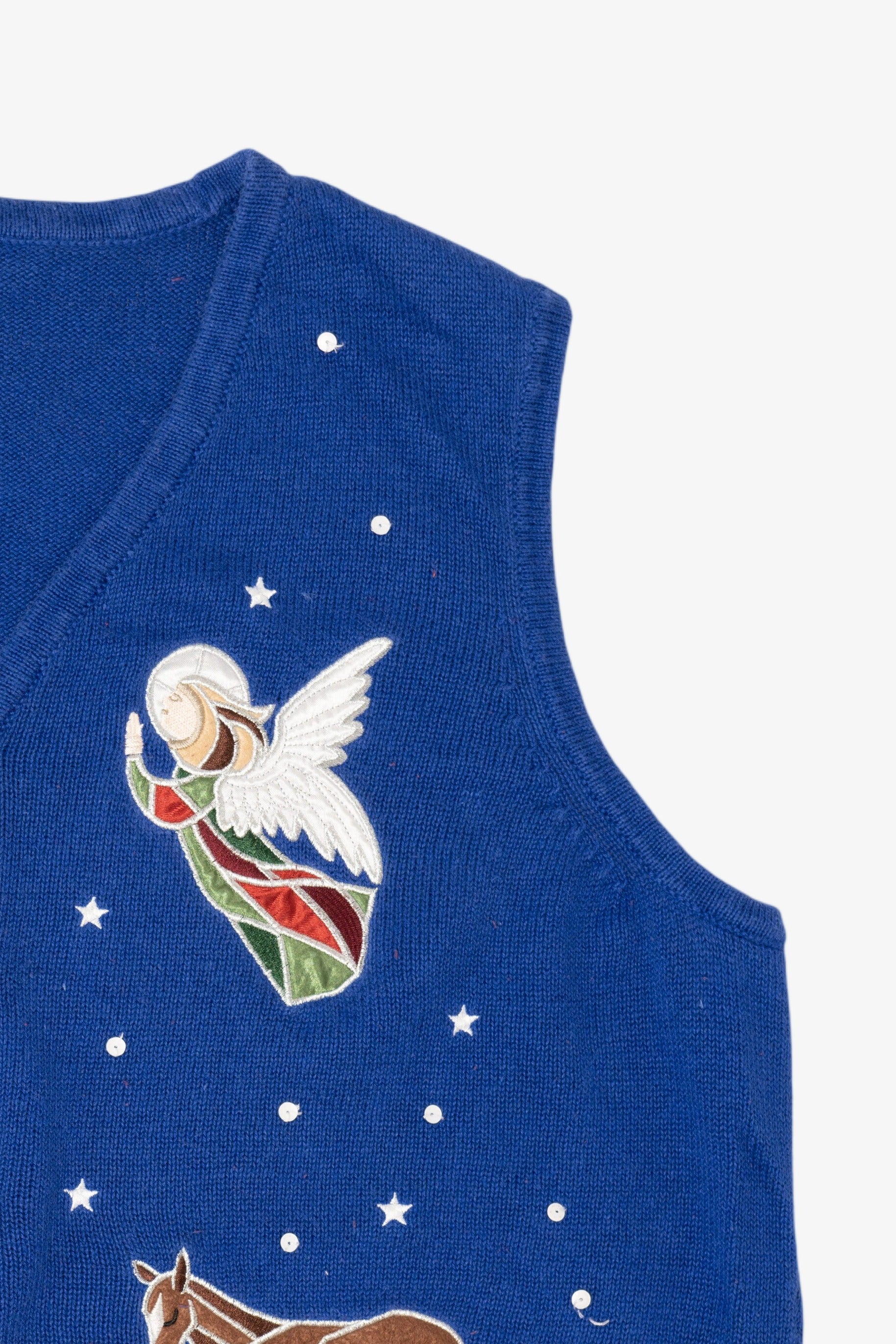 Vintage Blue Westbound Nativity Scene Ugly Christmas Vest (2000s)