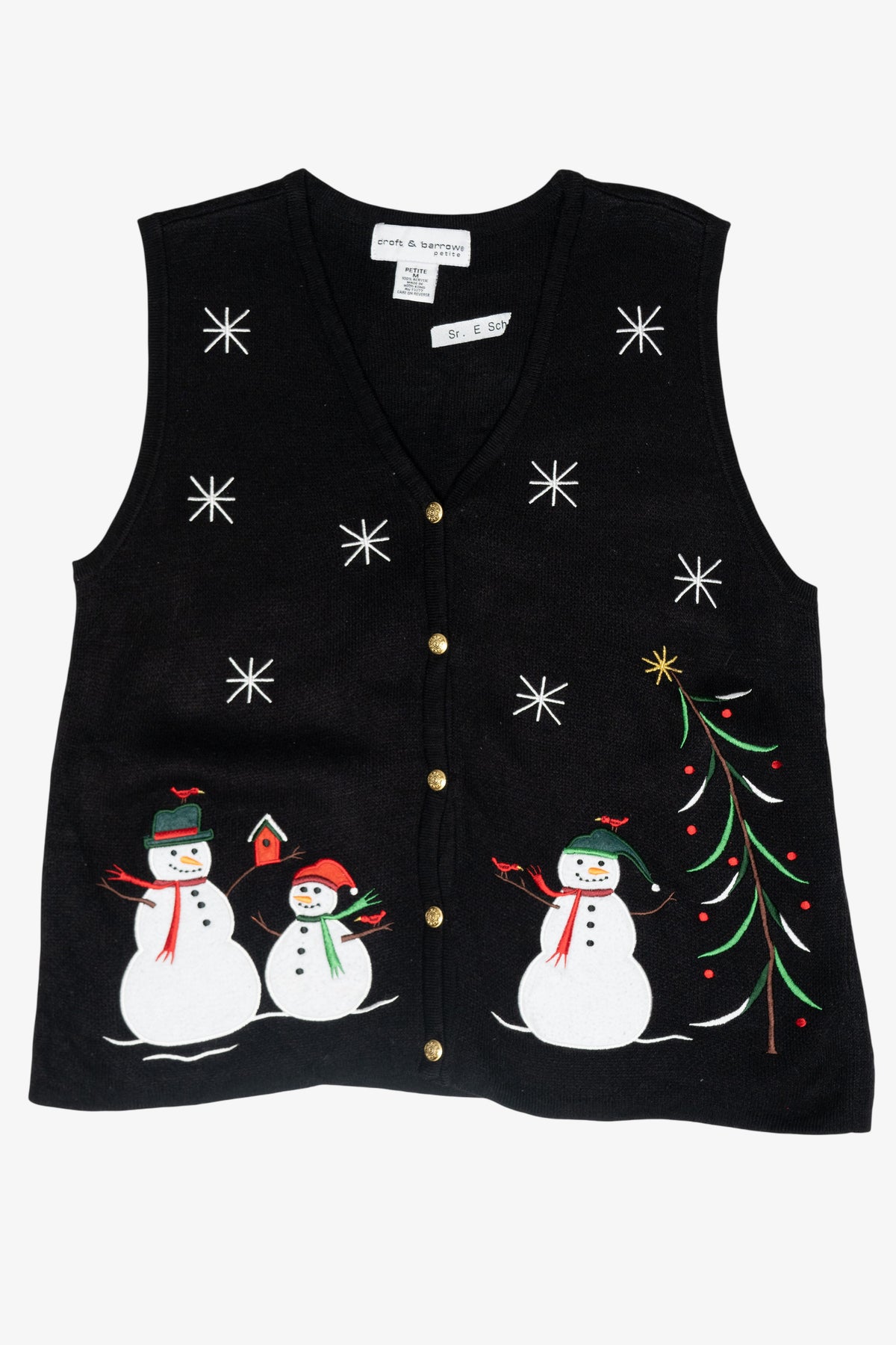 Snowmen Family and Cardinals Vintage Ugly Christmas Vest (2000s)