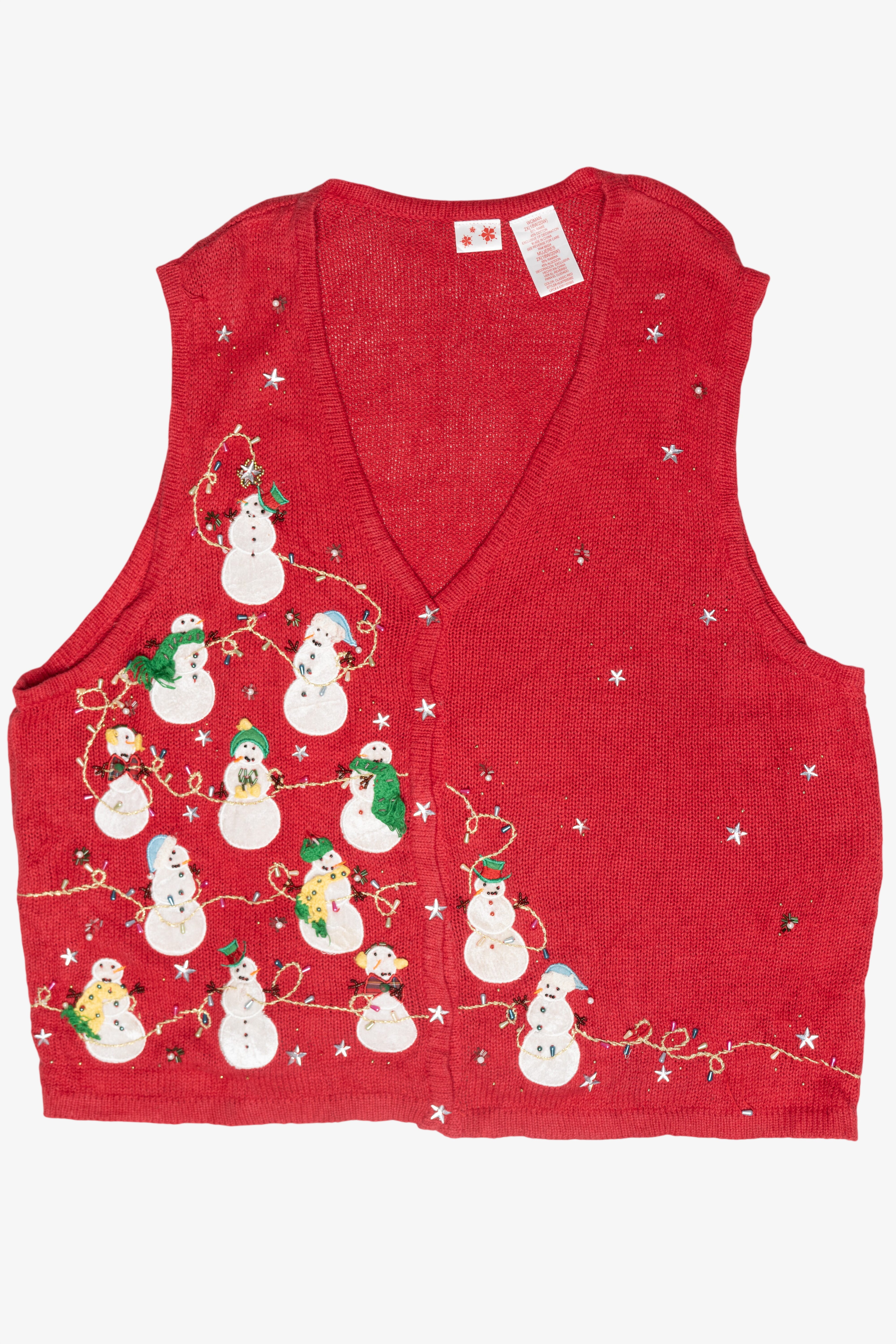Snowmen String Lights Vintage Ugly Christmas Vest (2000s)