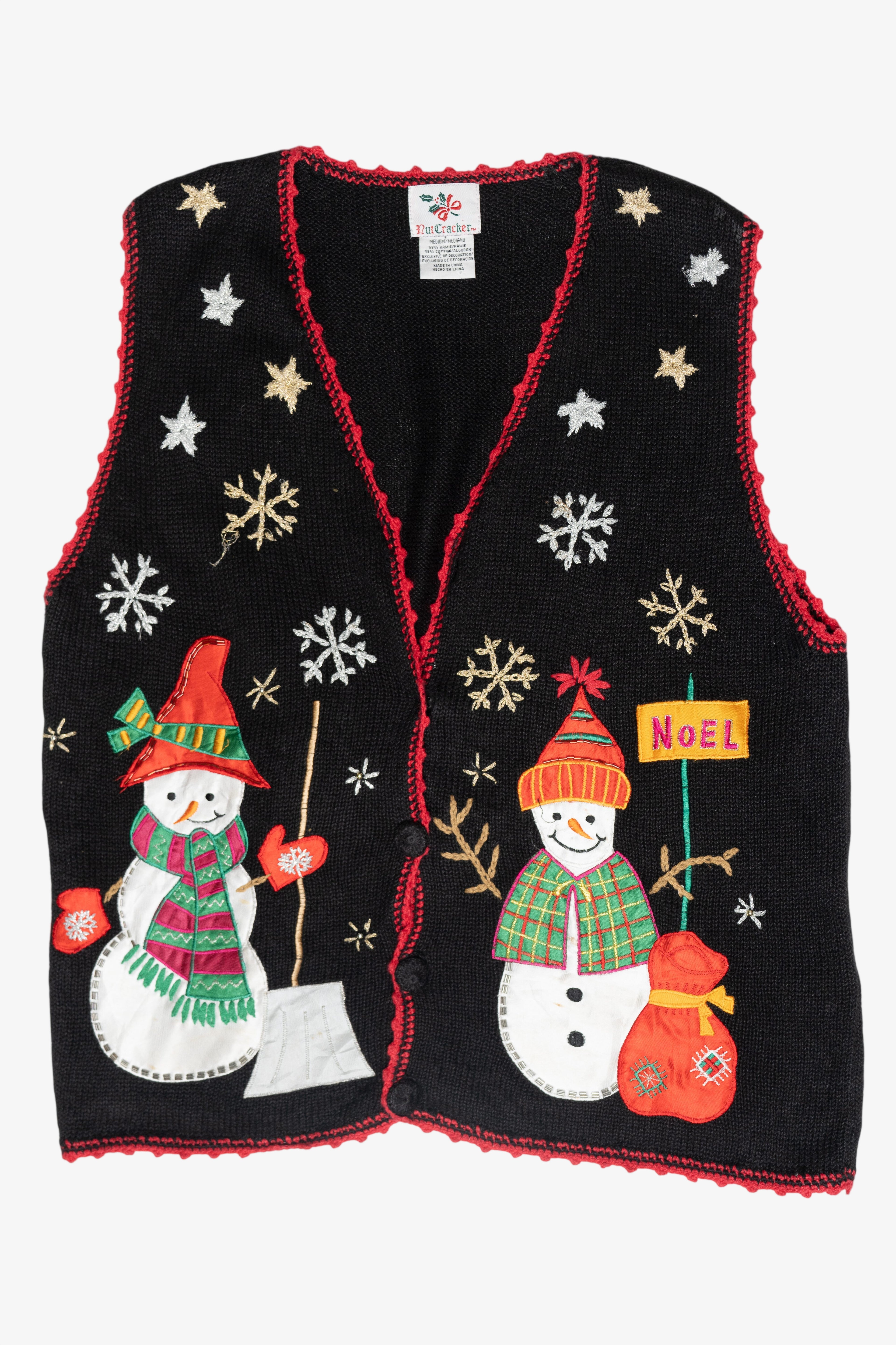 Noel Snowmen Vintage Ugly Christmas Vest (1990s)