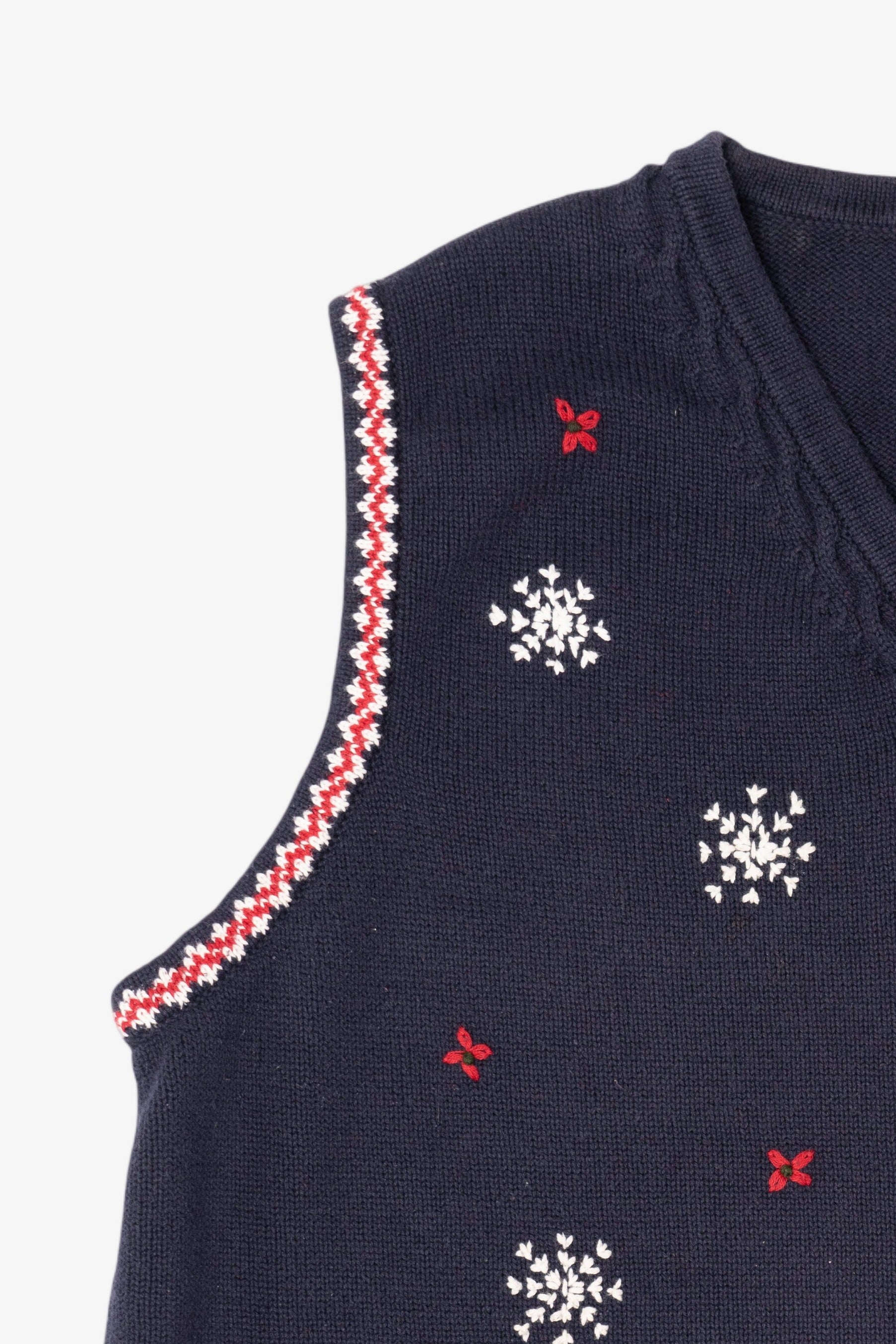 Vintage Navy Blue Northern Reflections Snowmen Ugly Christmas Vest (1990s)