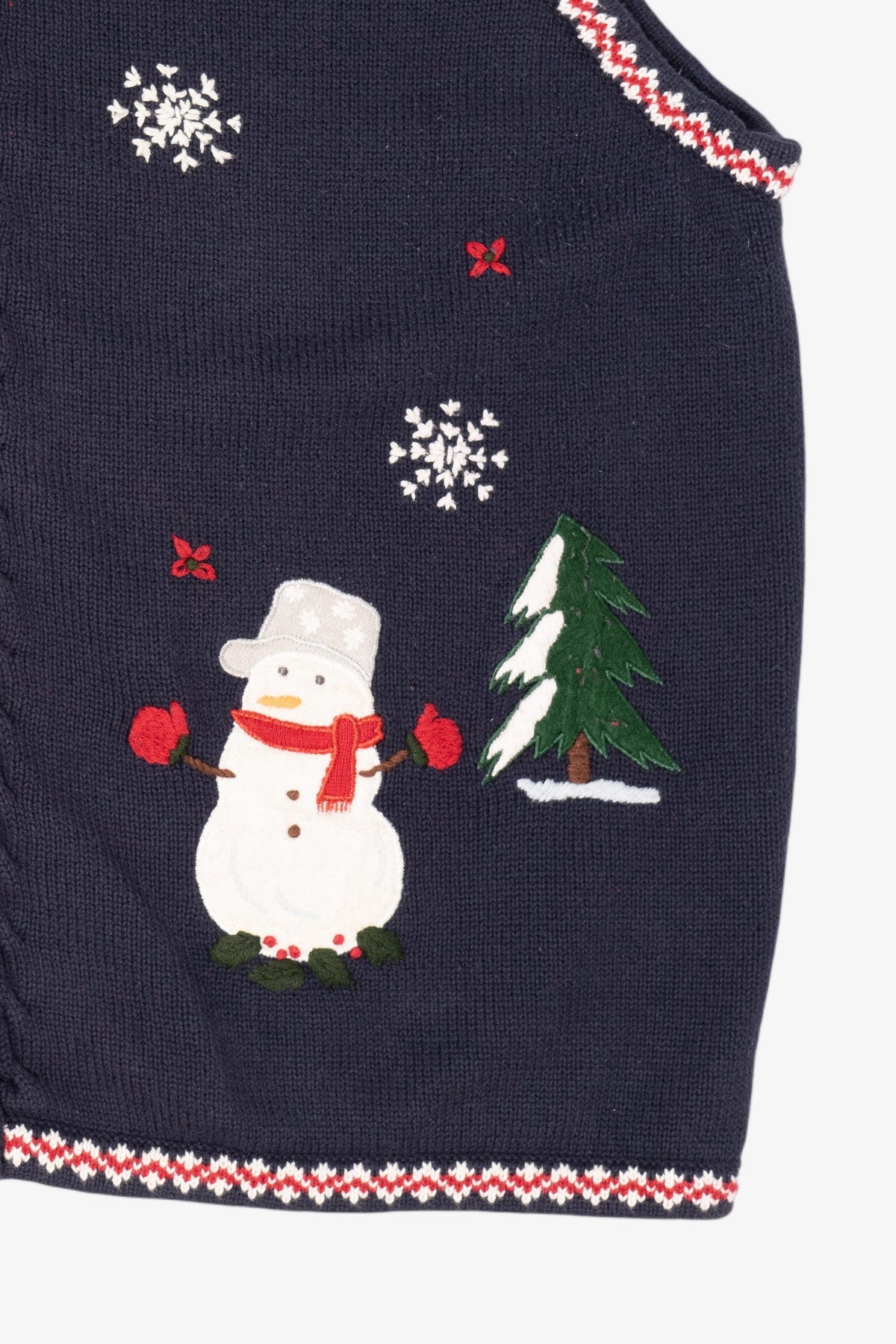 Vintage Navy Blue Northern Reflections Snowmen Ugly Christmas Vest (1990s)
