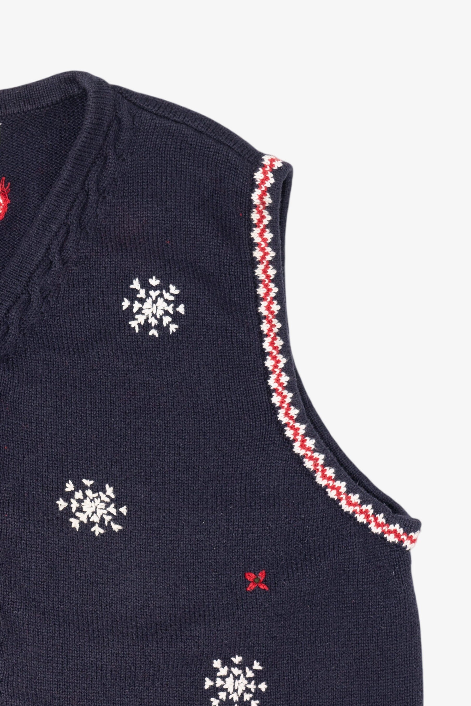 Vintage Navy Blue Northern Reflections Snowmen Ugly Christmas Vest (1990s)