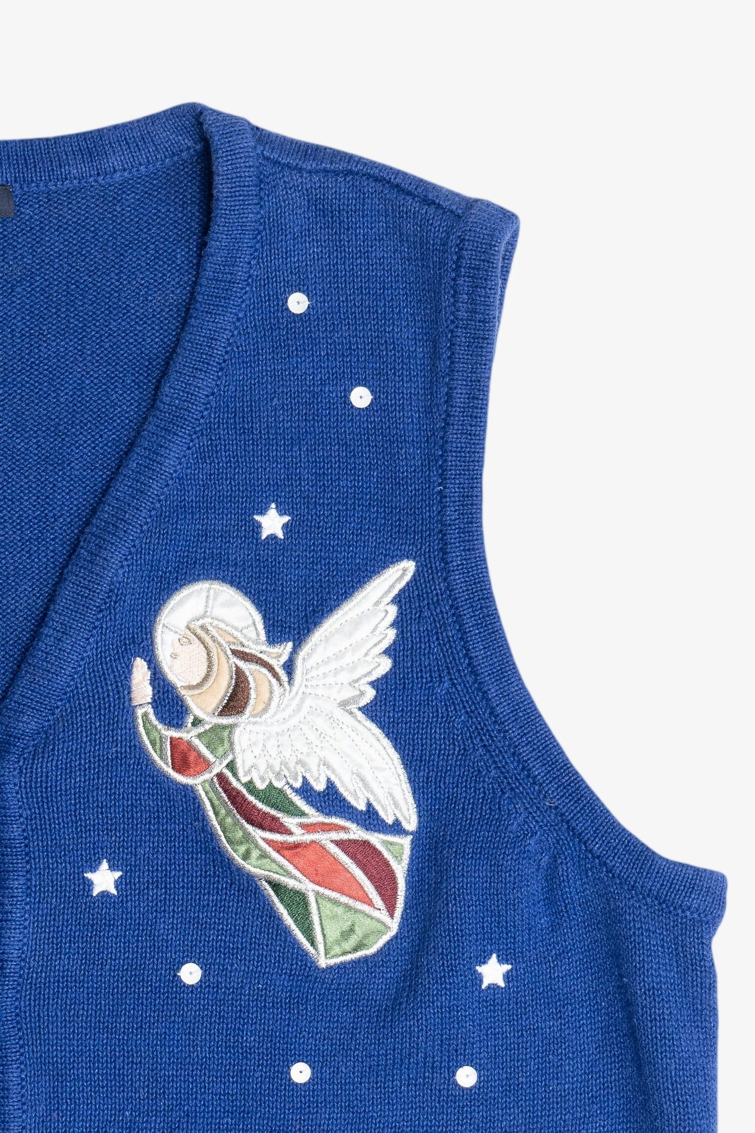 Vintage Blue Nativity Scene Ugly Christmas Sweater Vest (1990s)