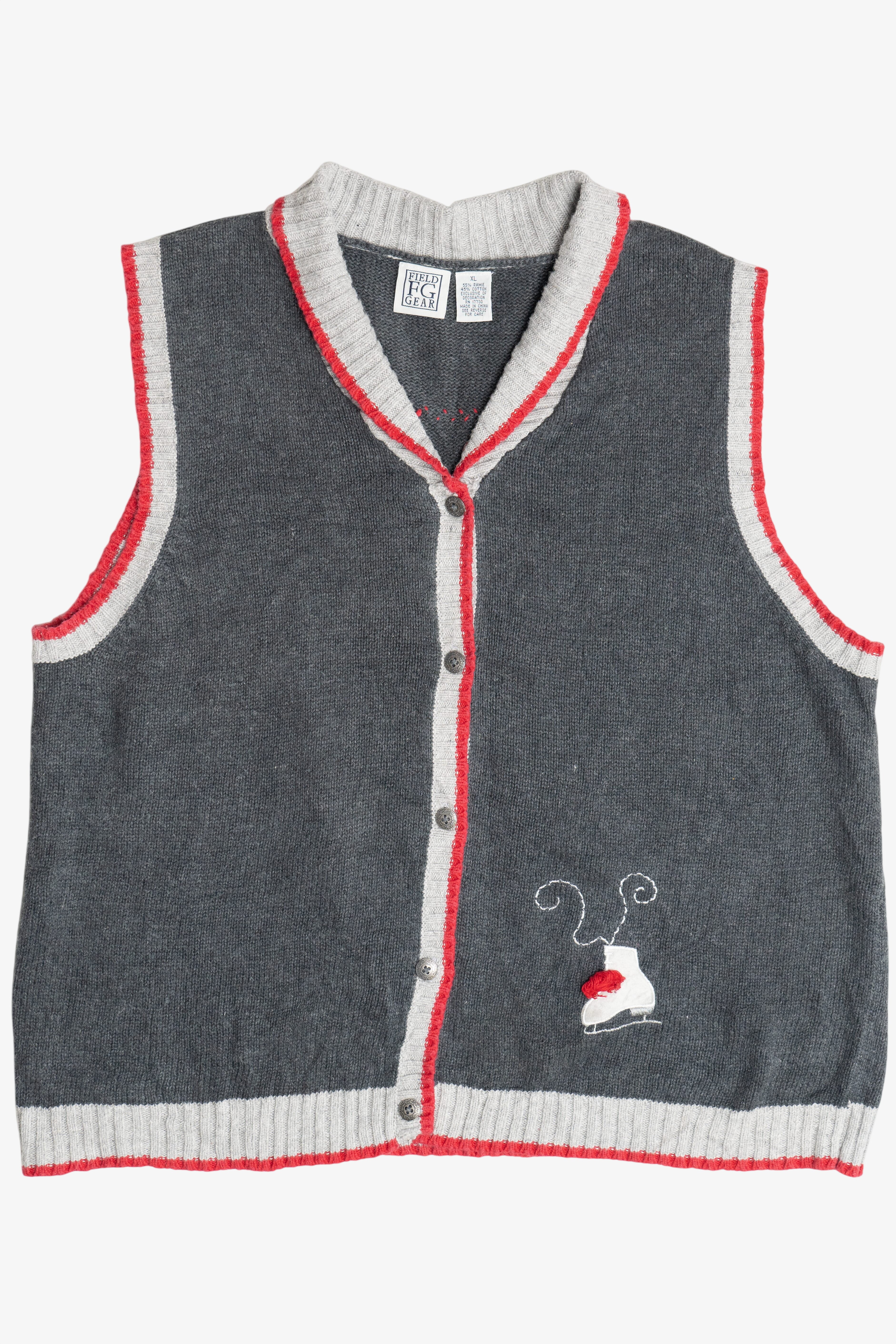 Vintage Ice Skating & Skiing Ugly Christmas Sweater Vest (2000s)