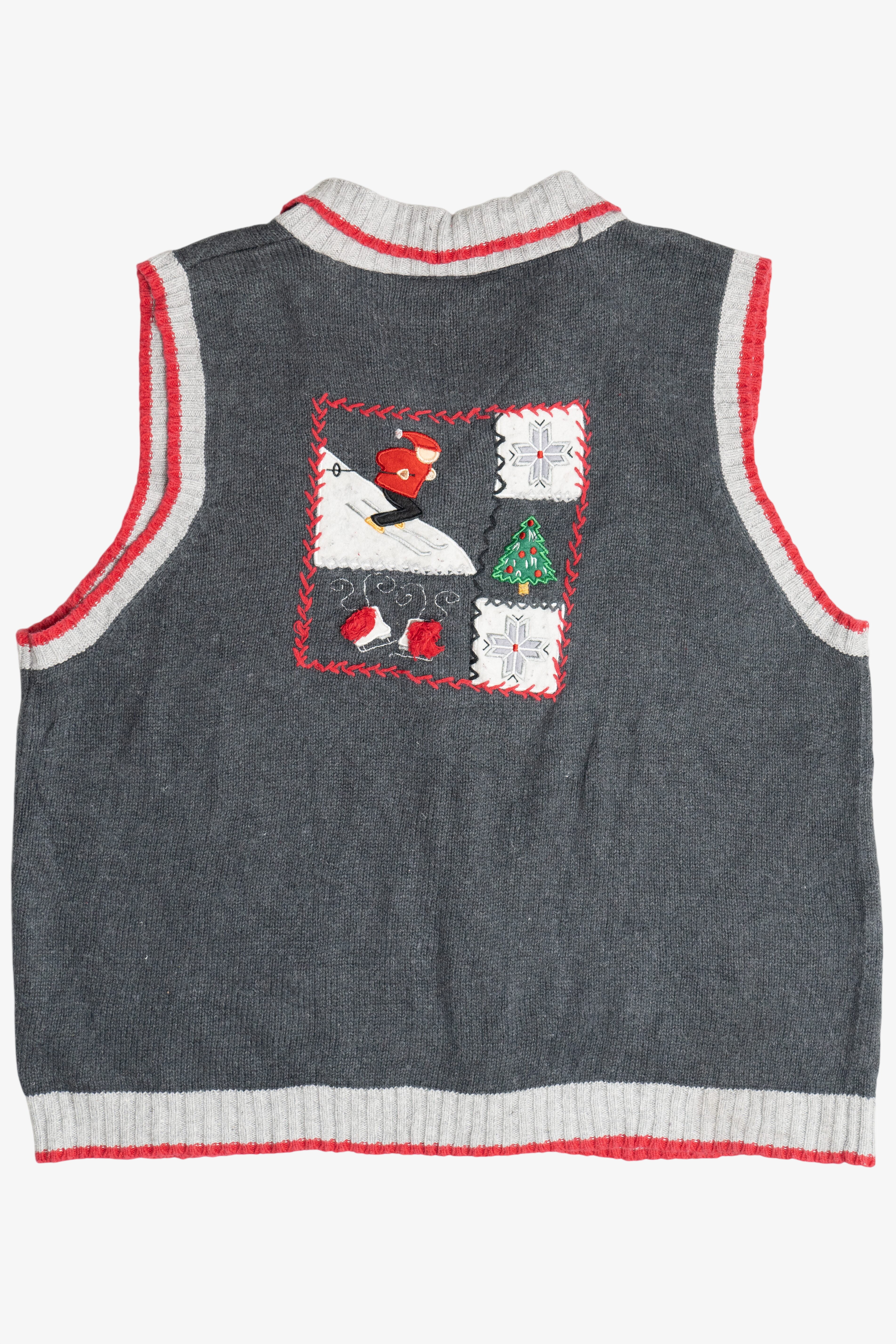 Vintage Ice Skating & Skiing Ugly Christmas Sweater Vest (2000s)