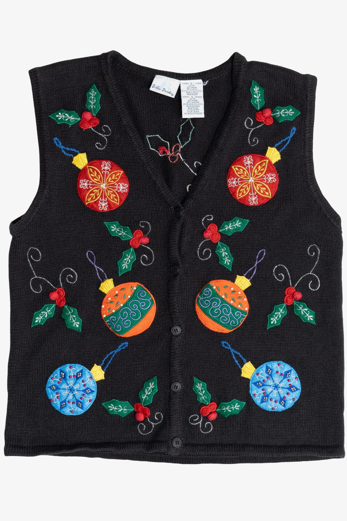 Vintage Bobbie Brooks Ornaments Ugly Christmas Vest (1990s)